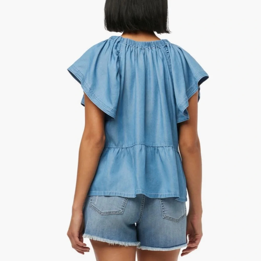 Joe’s jeans, flutter sleeve chambray blouse Nwt - Picture 2 of 7